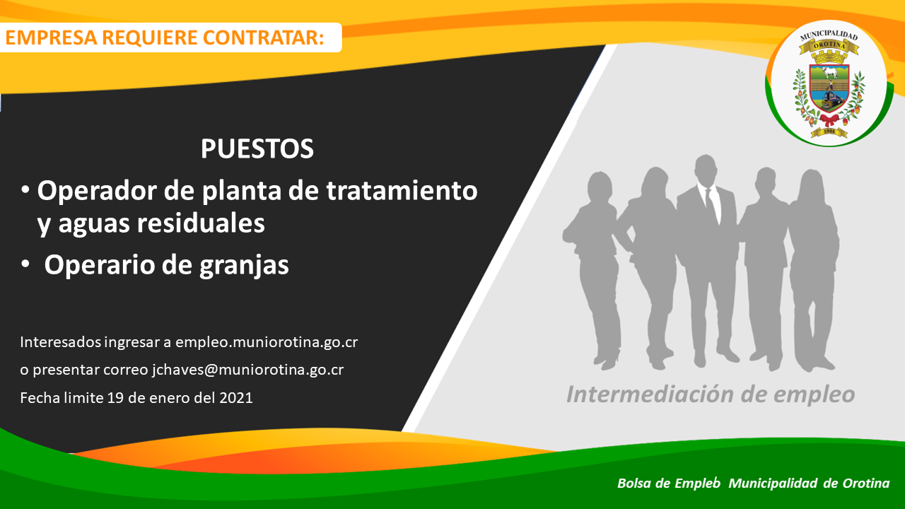 SE BUSCA OPERADOR DE PLANTA Y OPERARIO DE GRANJA